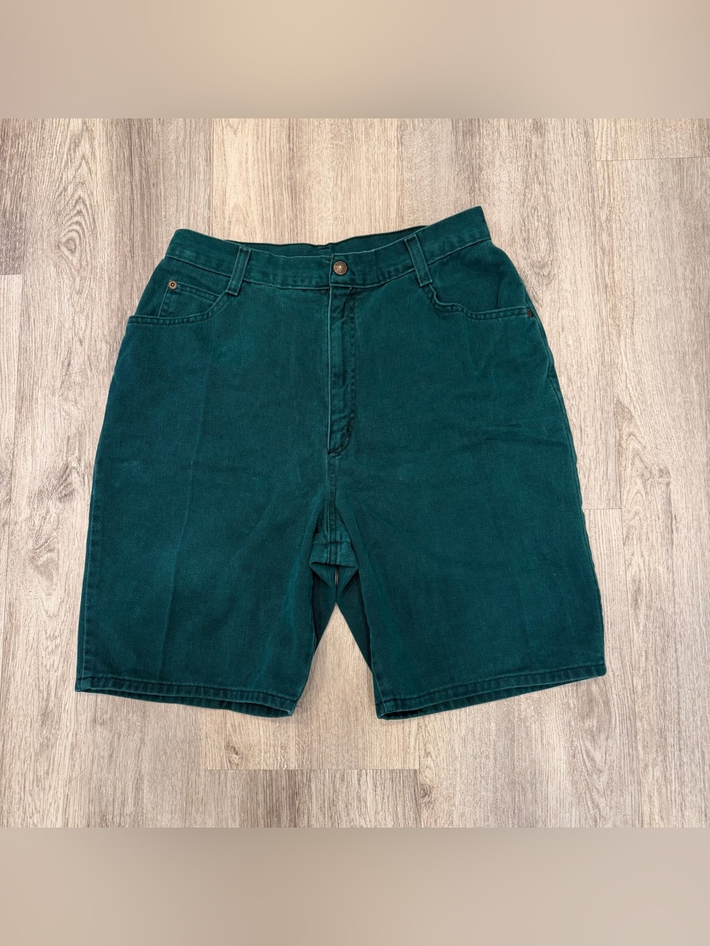 Vintage Stuffed Shirt Jeans Wear Green Denim Shorts Made USA 11/12